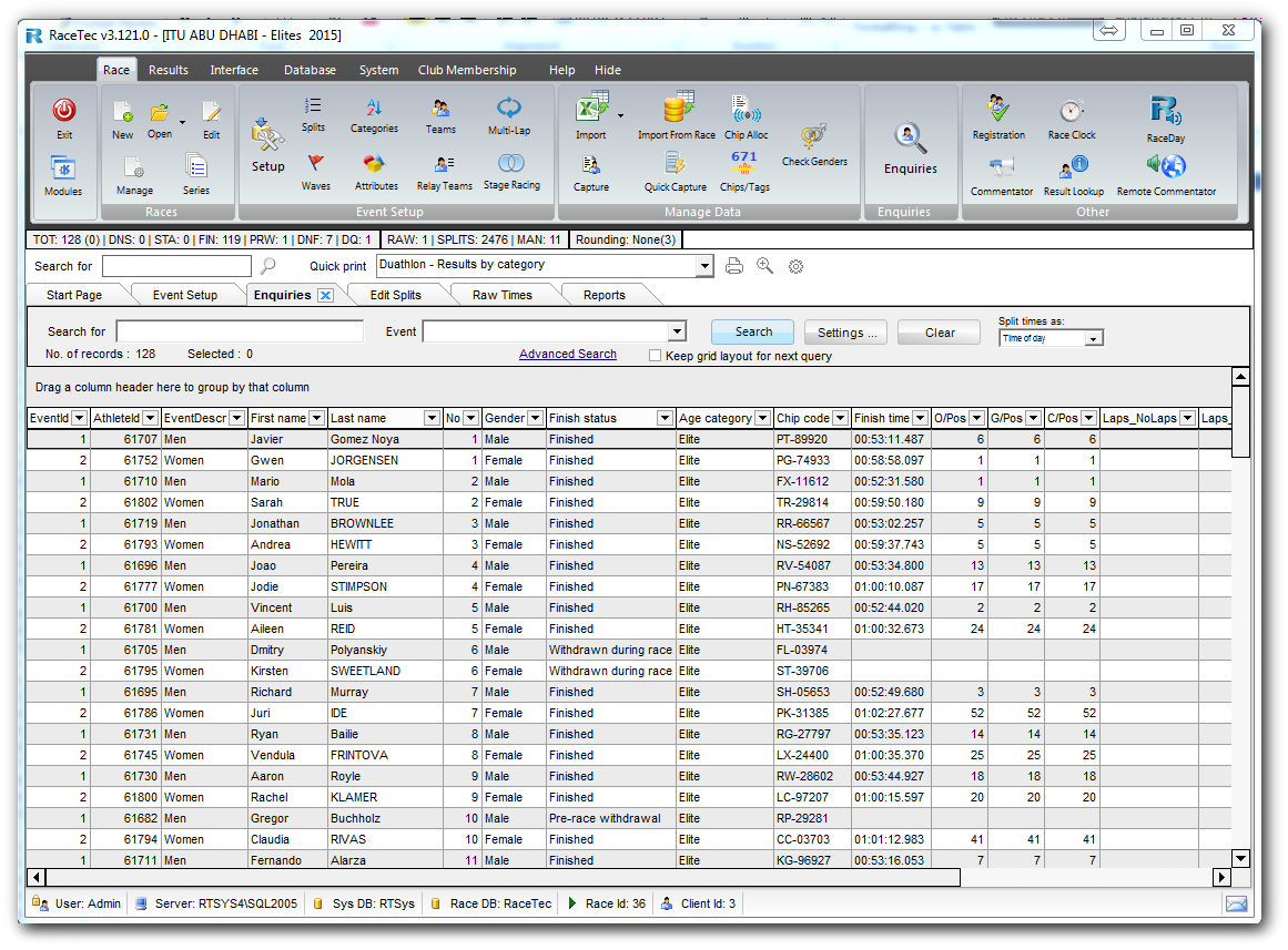 RaceTec - Race Timing and Results Software